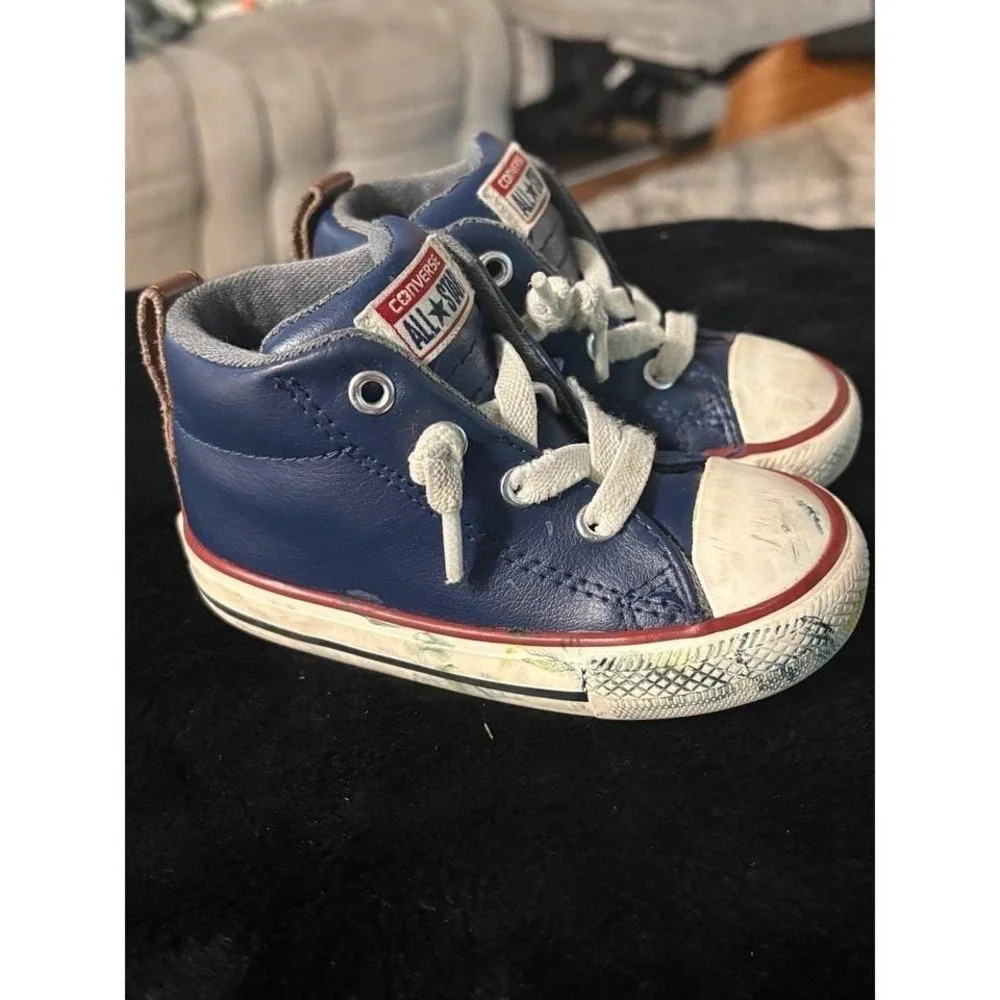 Converse Chuck Taylor All Star‎ Street Mid Navy Leather Infant Shoes 6 758186C